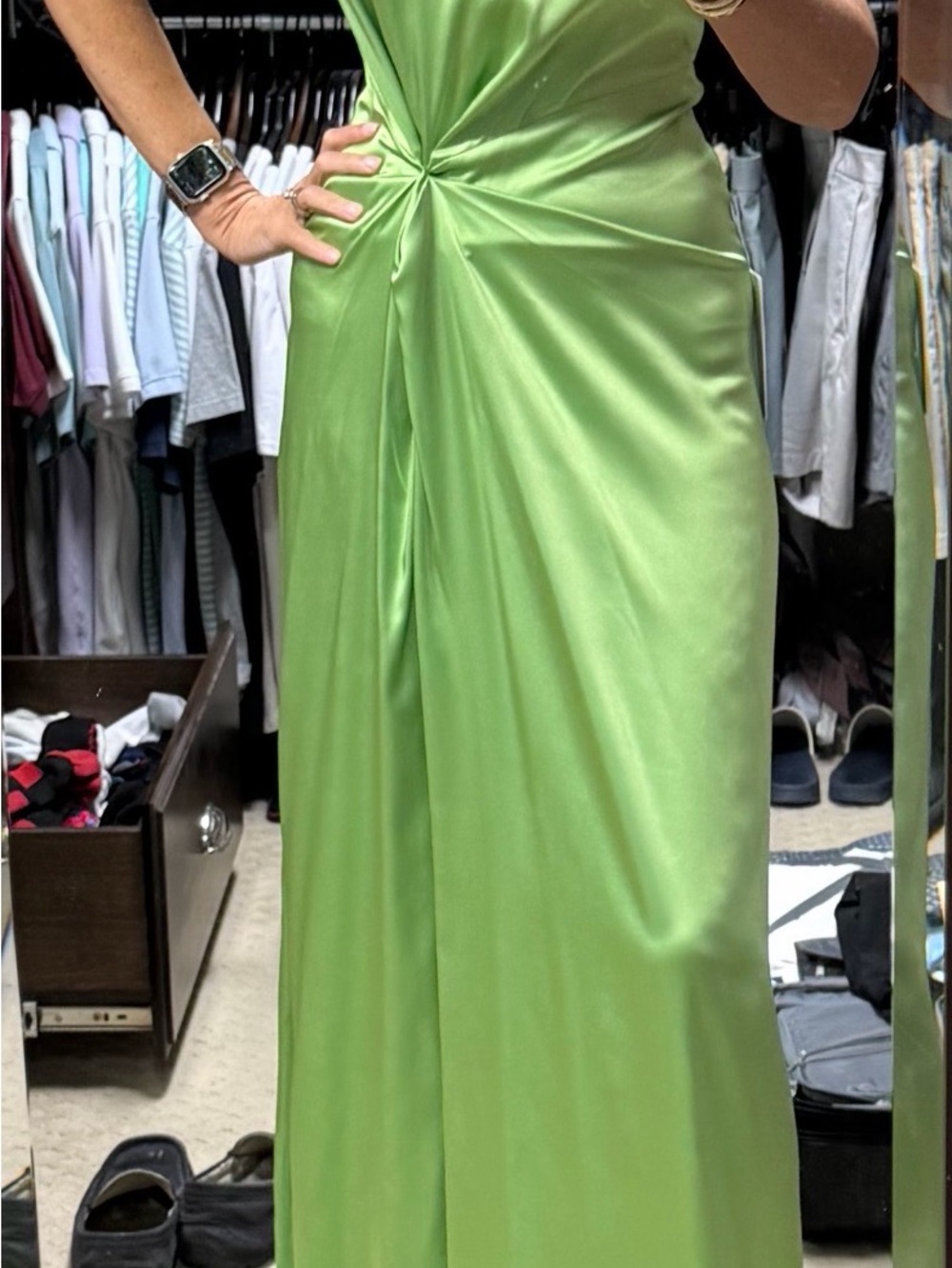 STAUD Kaelyn Silk Dress NWT (size 2, color SPROUT) - Picture 5 of 10
